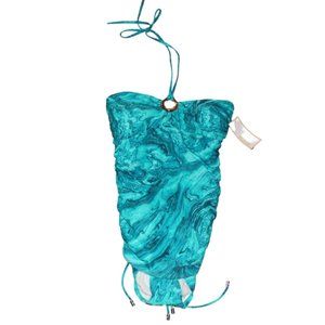 MICHAEL KORS Blue SHIRRED 1 Piece SWIMSUIT Bathing Suit Womens Size 4 NEW